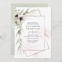 Invitación Watercolor Eucalyptus Ducha de novia geométrica