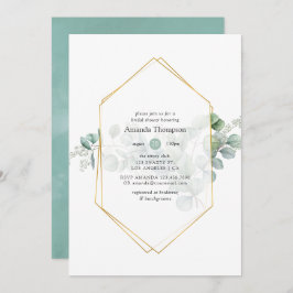 Invitación Watercolor Eucalyptus Ducha de novia geométrica