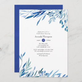 Invitación Watercolor Eucalyptus Ducha de novia geométrica