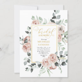 Invitación Watercolor Eucalyptus Dusty Rosa Bridal Shower