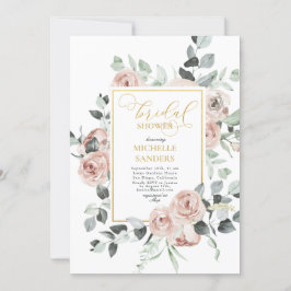 Invitación Watercolor Eucalyptus Dusty Rosa Bridal Shower