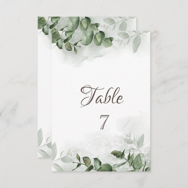 Invitación Watercolor Eucalyptus Green Table (Anverso / Reverso)