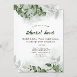 Invitación Watercolor Eucalyptus Greeneration Rehearsal Dinne