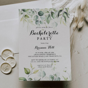 Invitación Watercolor Eucalyptus Greenery Bachelorette Party