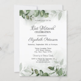 Invitación Watercolor Eucalyptus Greenery Bar Mitzvah