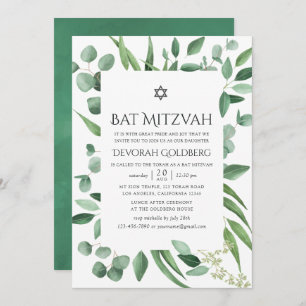 Invitación Watercolor Eucalyptus Greenery Bat Mitzvah
