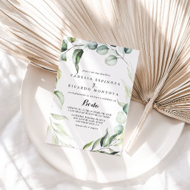 Invitación Watercolor Eucalyptus Greenery Boda