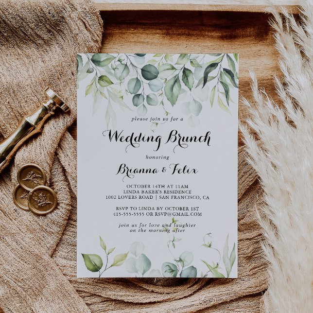 Invitación Watercolor Eucalyptus Greenery Boda Brunch (Subido por el creador)