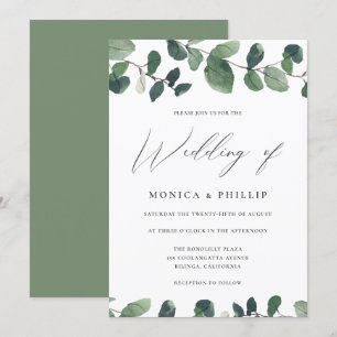 Invitación Watercolor Eucalyptus Greenery Boda moderno
