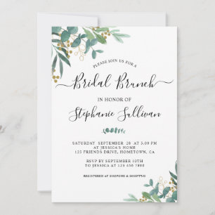 Invitación Watercolor Eucalyptus Greenery Bridal Brunch