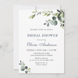 Invitación Watercolor Eucalyptus Greenery BRIDAL SHOWER