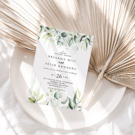 Invitación Watercolor Eucalyptus Greenery Casual Boda