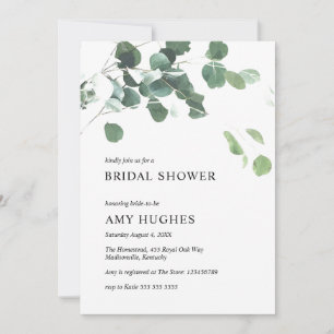 Invitación Watercolor Eucalyptus Greenery Ducha Bridal