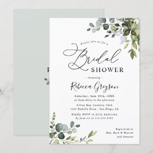 Invitación Watercolor Eucalyptus Greenery Ducha Bridal