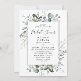 Invitación Watercolor Eucalyptus Greenery Ducha Bridal