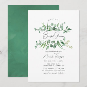 Invitación Watercolor Eucalyptus Greenery Ducha Bridal