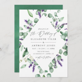 Invitación Watercolor Eucalyptus Lavender Greenery Boda