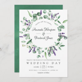 Invitación Watercolor Eucalyptus Lavender Greenery Boda