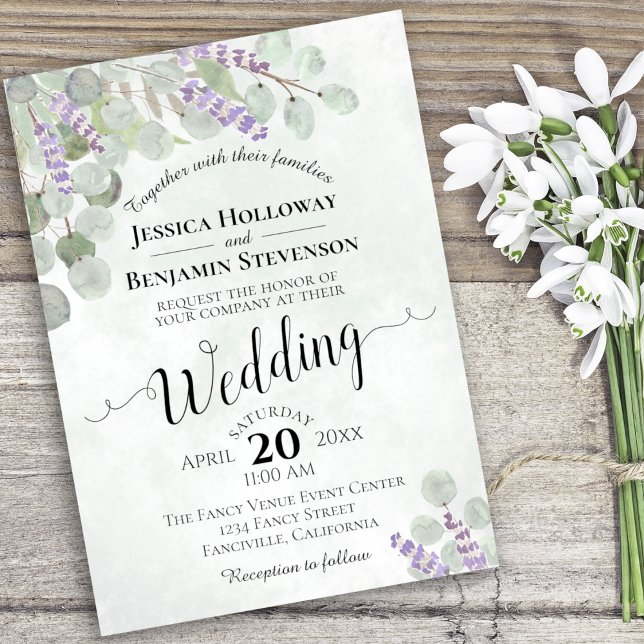 Invitación Watercolor Eucalyptus Lavender & Greenery Wedding (Subido por el creador)
