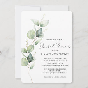 Invitación Watercolor Eucalyptus Moderno Script Bridal Shower