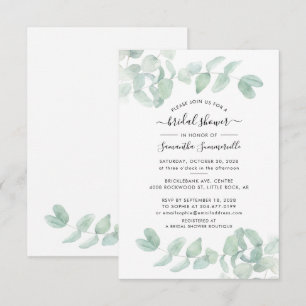 Invitación Watercolor Eucalyptus Script Shower