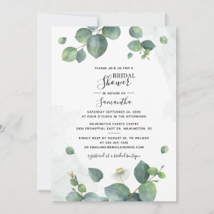 Invitación Watercolor Eucalyptus Script Shower