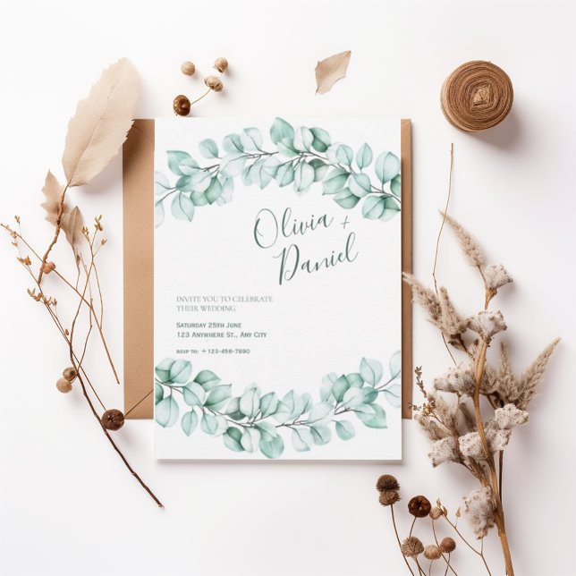 Invitación Watercolor Eucalyptus Wedding Invitation (Subido por el creador)