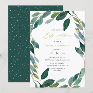 Invitación Watercolor Eucalyptus Wreath Baby Shower