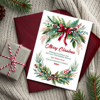 Invitación Watercolor Evergreen Christmas Greeting Card