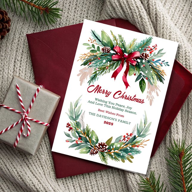 Invitación Watercolor Evergreen Christmas Greeting Card (Subido por el creador)