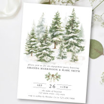 Watercolor Evergreen Winter Engagement Party