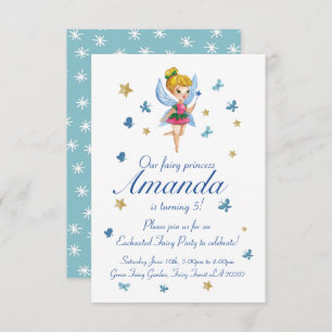 Invitación Watercolor Fairy Tale Princess Butterfly Cumpleaño
