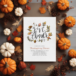 Invitación Watercolor Fall deja cena de Acción de Gracias