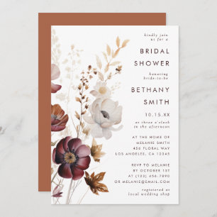Invitación Watercolor Fall Floral Bridal Shower