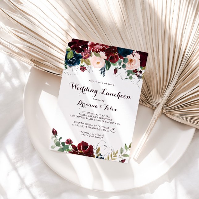 Invitación Watercolor Fall Wedding Luncheon Bridal Shower (Subido por el creador)