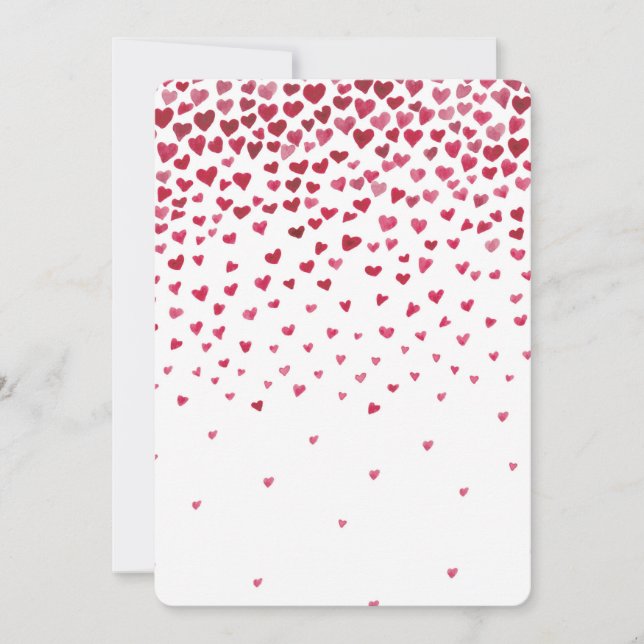 Invitación Watercolor Falling Hearts Baby Shower (Anverso)