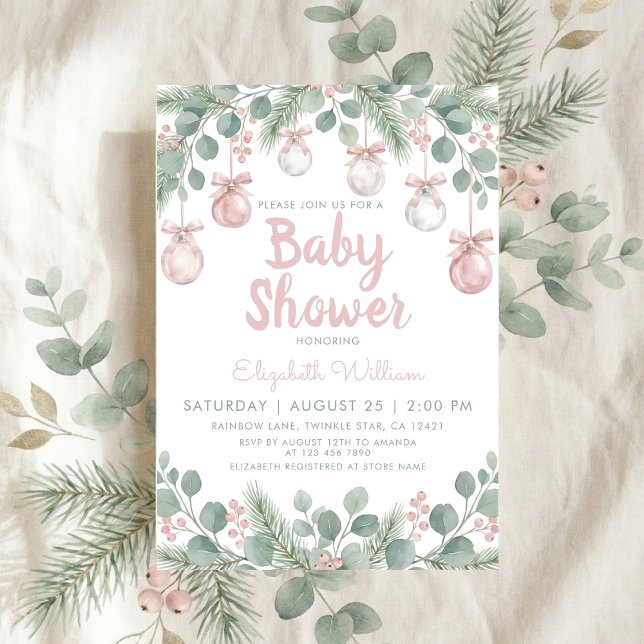 Invitación Watercolor fancy floral bow pink baby shower (Subido por el creador)