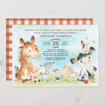 Watercolor Farm Animals Baby Shower