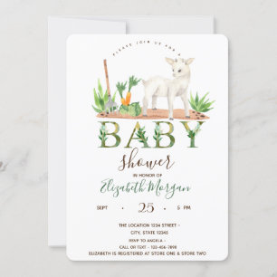 Invitación Watercolor Farm Animals Sheep Baby Shower