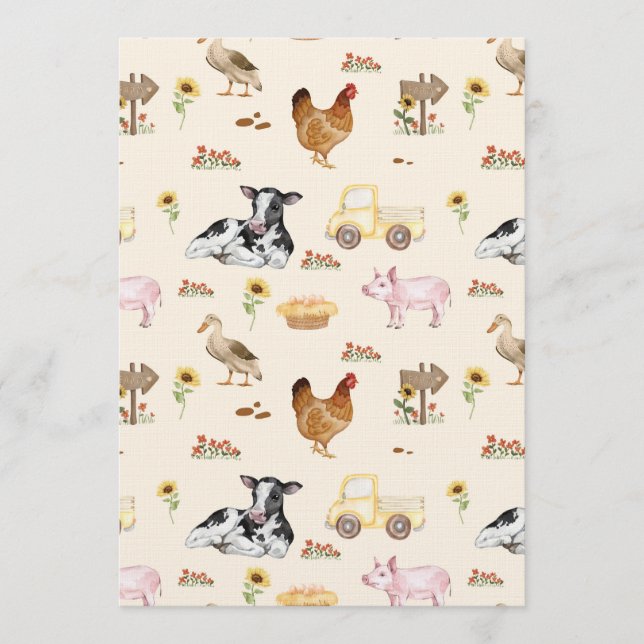 Invitación Watercolor Farm Scene Seamless Pattern (Anverso)