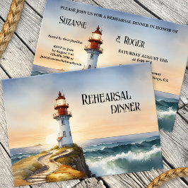 Invitación Watercolor Faro Boda Ensayo Cena