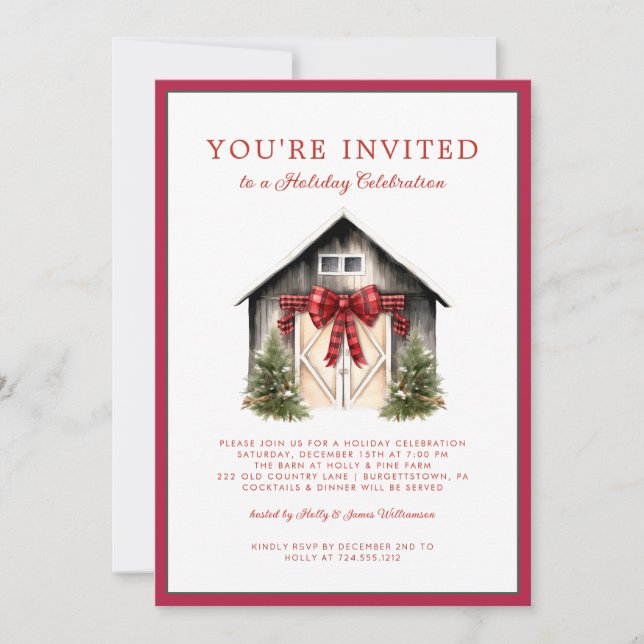 Invitación Watercolor Festive Christmas Tree Holiday Party  (Anverso)