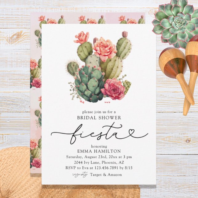 Invitación Watercolor Fiesta Cactus Floral Bridal Shower (Subido por el creador)