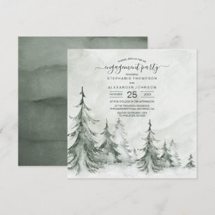 Invitación Watercolor Fir Trees Winter Wedding