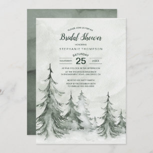 Invitación Watercolor Fir Trees Winter Wedding