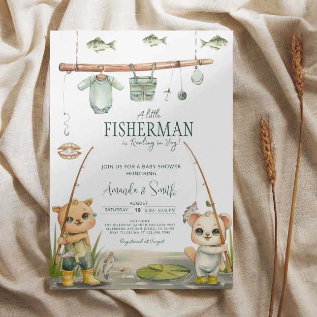 Invitación Watercolor Fishing Boy Baby Shower (Subido por el creador)