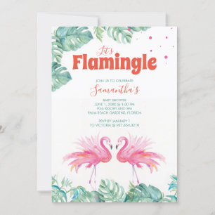 Invitación Watercolor Flamingo Baby Shower