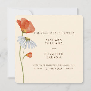 Invitación Watercolor Flor Floral Elegante Boda