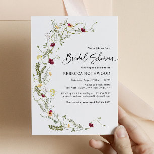 Invitación Watercolor Flor silvestre Boho Bridal Shower