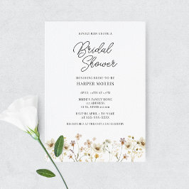 Invitación Watercolor Flor silvestre ducha de novia